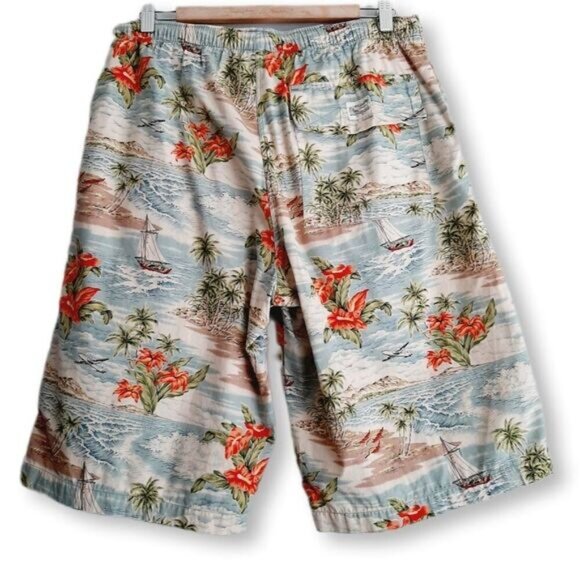 POLO by Ralph Lauren Cotton Swim Board Shorts Ocean & Beach Pattern Men's Sz M - Picture 8 of 13